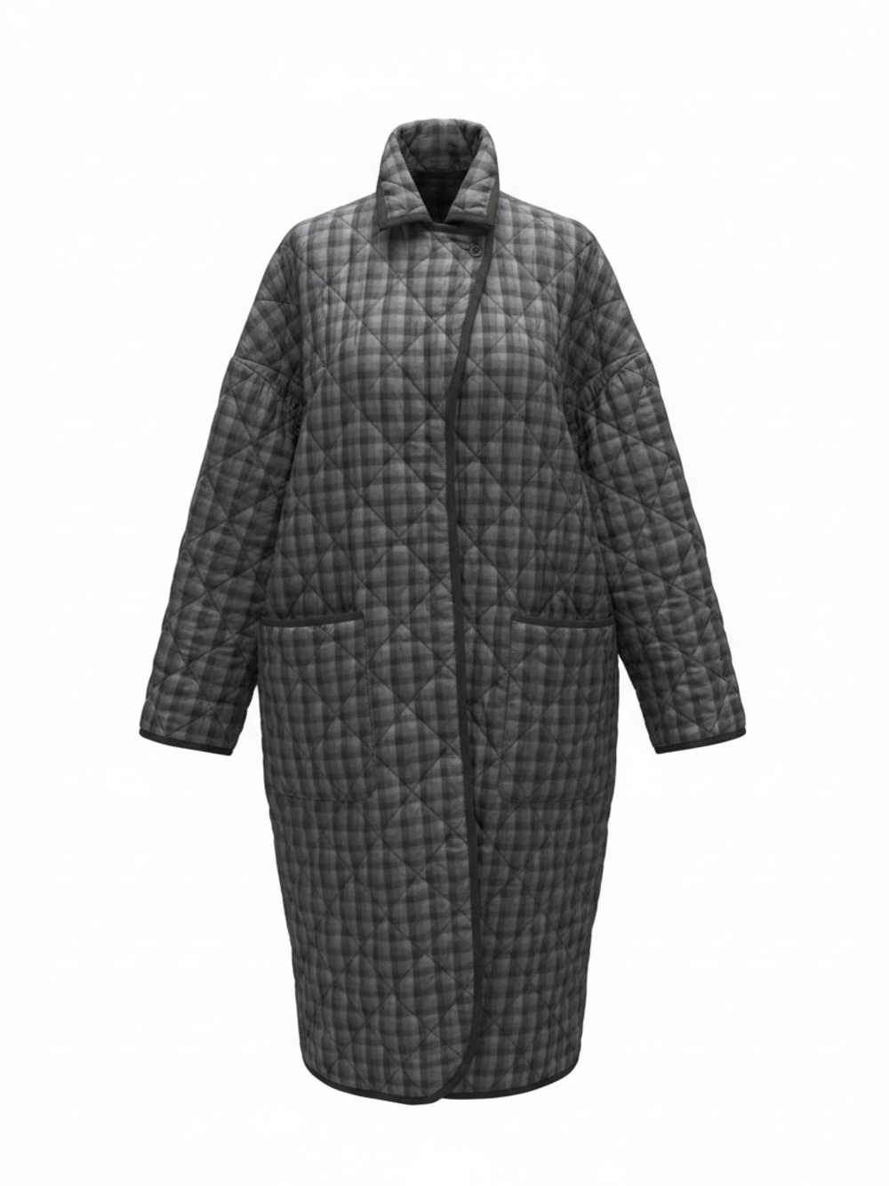 Uniqlo Quilted Long Puffer Coat in Charcoal Gray